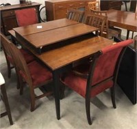 ETHAN ALLEN TABLE/6 CHAIRS, 2 LEAVES-