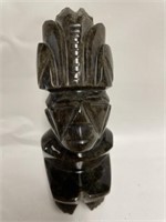 Vintage Black Onyx Marble Aztec Inca Statue See