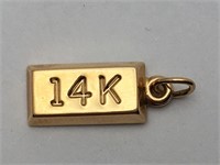 14k Gold Bar Charm