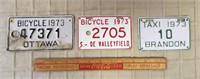 1973 BICYCLE LICENSE PLATES