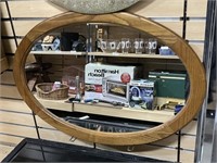 Oval Wall Mirror w/Oak Frame