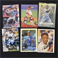 6 Autographed baseball cards