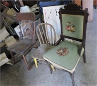2 Antique Chairs & 1 Rocker