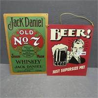 Beer & Jack Daniel Metal Beer Sign