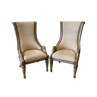 2 Diminutive Bergere Style Upholstered Chairs