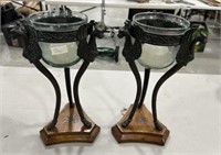 Pair of Maitland Smith Serpent Candle Holders