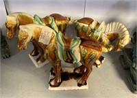 Three Chinese Tang Dynasty Style Pottery Horse Scu