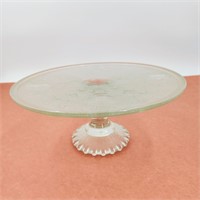 Vintage Jeannette Glass Harp 10" Cake Stand