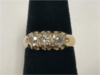 14kt Gold 1ct tw Mine Cut Diamonds Ring 4.1gr TW