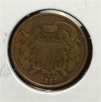 1867 Shield Two Cent Coin