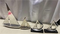 4 Silver Sailboats