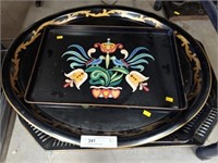 (4) Toleware Painted Trays