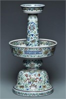 A DOUCAI CANDLESTICK QIANLONG MARK AND PERIOD