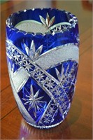 Imperlux Cobalt Blue Lead Crystal Vase 11 1/2"