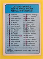 1974-75 O-Pee-Chee WHA Checklist (Marked)