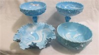 4 pcs. blue marble embossed roses as shown