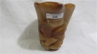 Imperial carmel slag-freeform vase