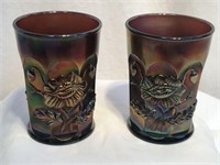 Northwood "Oriental Poppy" Amethyst Art Glass Cups