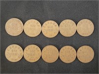 1920-1936 Canadian George V Pennies - 10 Pennies