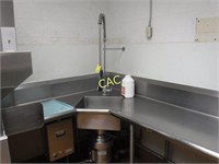 L Shape Stainless Sink, Counter, &  In Sink Erator