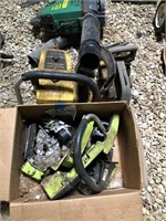 Misc chains saws parts, weedeater blower untested