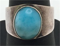 Sterling Silver Ring W Larimar Stone