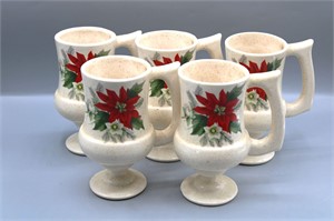 Vtg Ceramic Poinsette Mugs