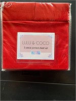 New Lulu & Coco 3pc Full Size Red Sheet Set