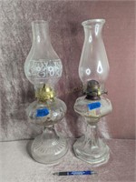 (2) Clear Glass Kerosene Lamps - 18.5"