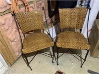 2 Metal and Wicker Chairs