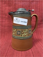 Pratt wek pitcher with pewter lid 7”