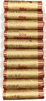 (10) Rolls 1950's Wheat Cent Penny Lot