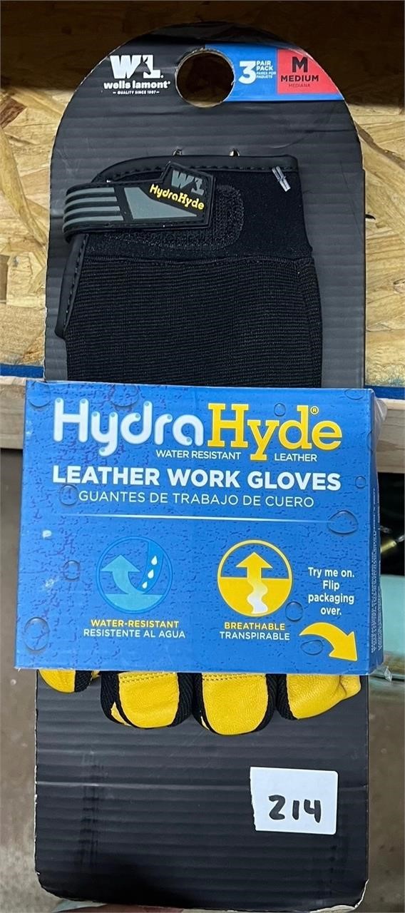 HydraHyde M Leather Work Gloves, 2pk