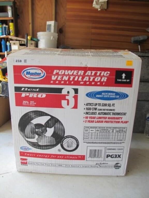 MASTER FLOW PG37 ATTIC FAN IN BOX.