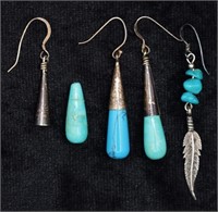 Sterling Silver Southwest Turquoise Earrings