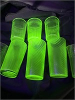8PC assorted lot of Vintage Uranium Glass cups