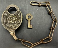 Union Pacific RR Lock W Working Key In Good