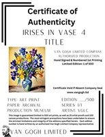 Irises In Vase 4 LTD EDT  Signed Van Gogh Limited