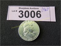 Uncirculated 1963 Franklin silver half dollar