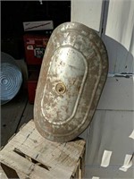 Antique metal shield with lion head