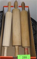 3 WOODEN ROLLING PINS (2 VINTAGE)