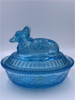 Vintage 1950's Kemple Glass Fox On Nest 
Basket