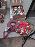 Large group of vintage ornaments and wreaths,