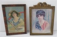 (2) Vintage framed prints. One is titled "Fighter