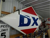 Enormous vintage double sided DX oil sign.