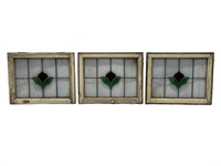 3 Antique Stained Glass Winddows