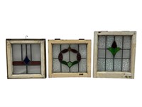 3 Antique Stained Glass Windows