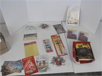Lot of Vintage Greeting Cards and Santa Pencil