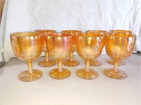 8 Carnival Glass Goblets