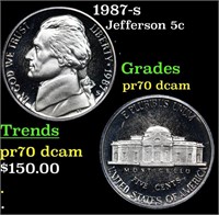 Proof 1987-s Jefferson Nickel 5c Graded pr70 dcam